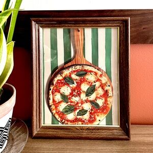 Margarita Pizza Italian Cuisine Wood Fired Pizza Kitchen Canvas Art Print Framed